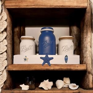 Nautical Blue and White Mason Jar Set